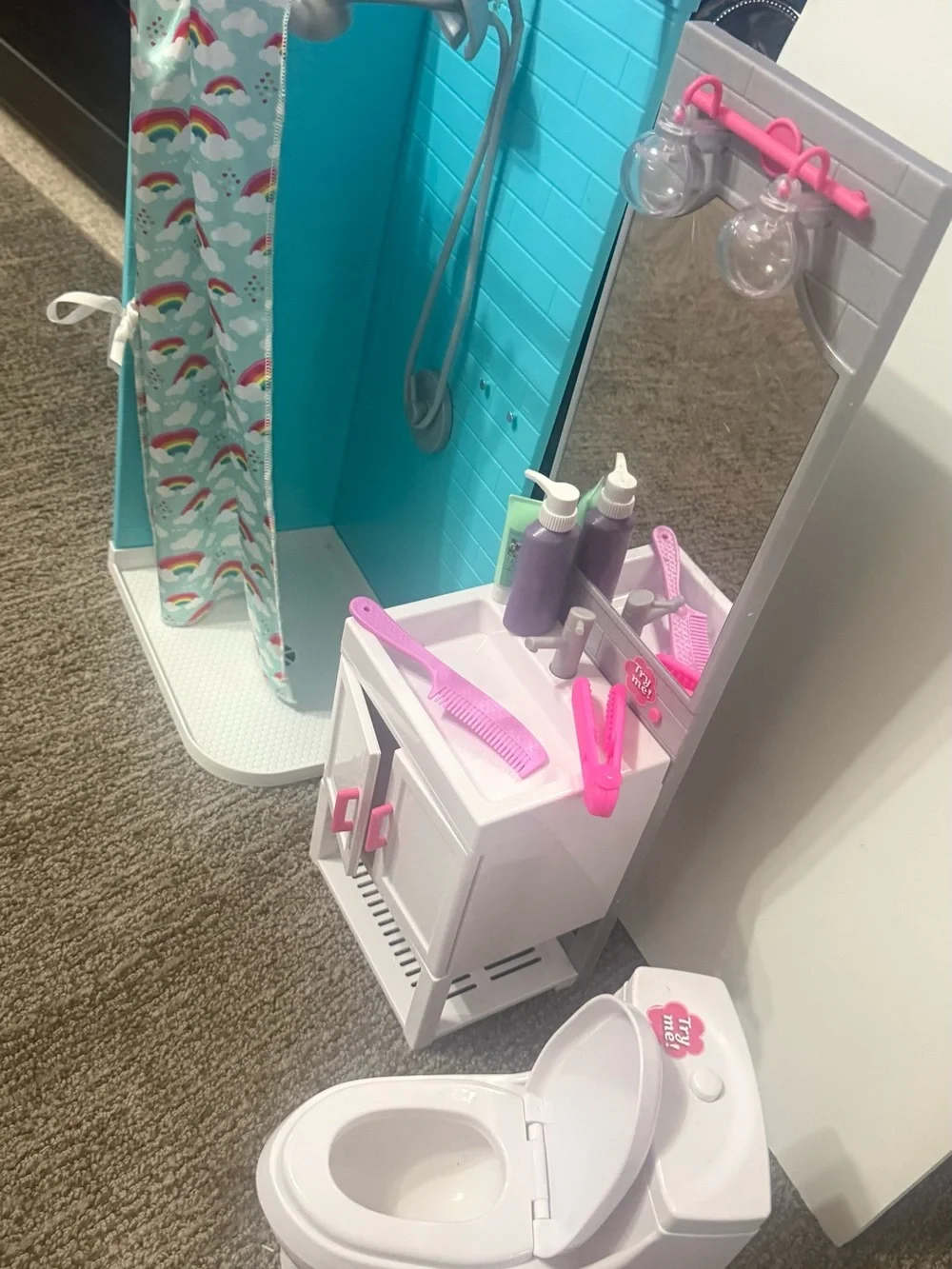 My Life As Doll Bathroom Vanity Set - Shower Play Sink & Mirror Toilet